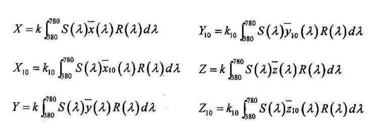 三刺激值的計(jì)算公式